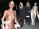 Anya Taylor-Joy stuns in a satin gown as she links arms with Cara Delevingne and Zoe Kravitz at star-studded Golden Globes after-party