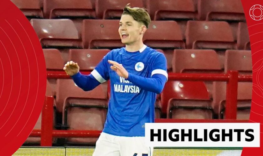 Cardiff City's Cian Ashford celebrates scoring against Sheffield United