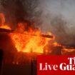 Fast-moving wildfire billowed by ‘life threatening’ windstorm sweeps southern California – live updates