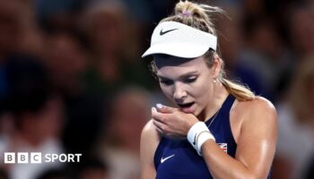 Britain's Katie Boulter waits for a return during her United Cup match against Poland's Iga Swiatek