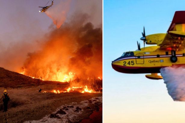 LA wildfires disaster as firefighting plane crashes into drone while battling blaze