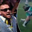 Moment Conor McGregor WRESTLES opponent to the floor in an amateur football game - before following up with a crunching tackle!