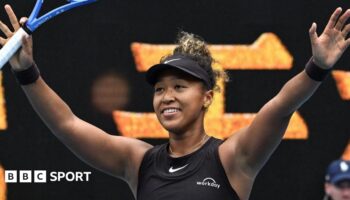 Naomi Osaka celebrates her second round win at the Australian Open