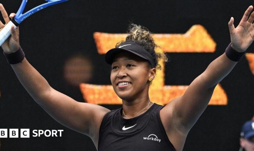 Naomi Osaka celebrates her second round win at the Australian Open