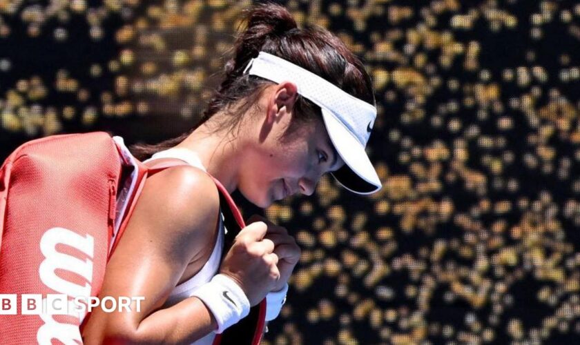 Emma Raducanu trudges off court after losing to Iga Swiatek at the Australian Open