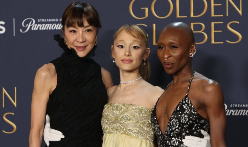 Die Musical-Verflimung "Wicked" (v.l.n.r. Michelle Yeoh, Ariana Grande und Cynthia Erivo) räumte bei den Globes ab und heimste