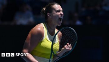 Aryna Sabalenka celebrates at Australian Open