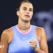 Aryna Sabalenka of Belarus celebrates a point in her quarter-final match against Marie Bouzkova of the Czech Republic at the Brisbane International.