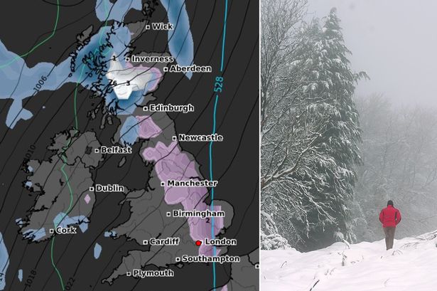 Snow maps show exact date '2cm per hour' blizzard will hit 1,000km stretch of UK