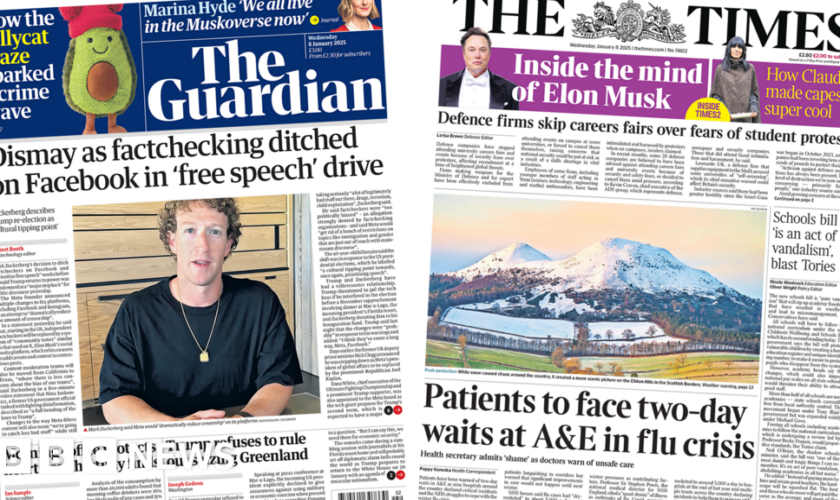 The Papers: 'Meta reins in fact-checking' and A&E 'flu crisis'