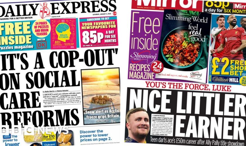 The Papers: Social care 'cop-out' and 'Nice Littler earner'