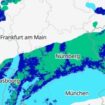 Eine Karte zeigt das Wetter mit Schnee und Blitzeis