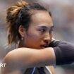 Zheng Qinwen reacts to a point during the Australian Open